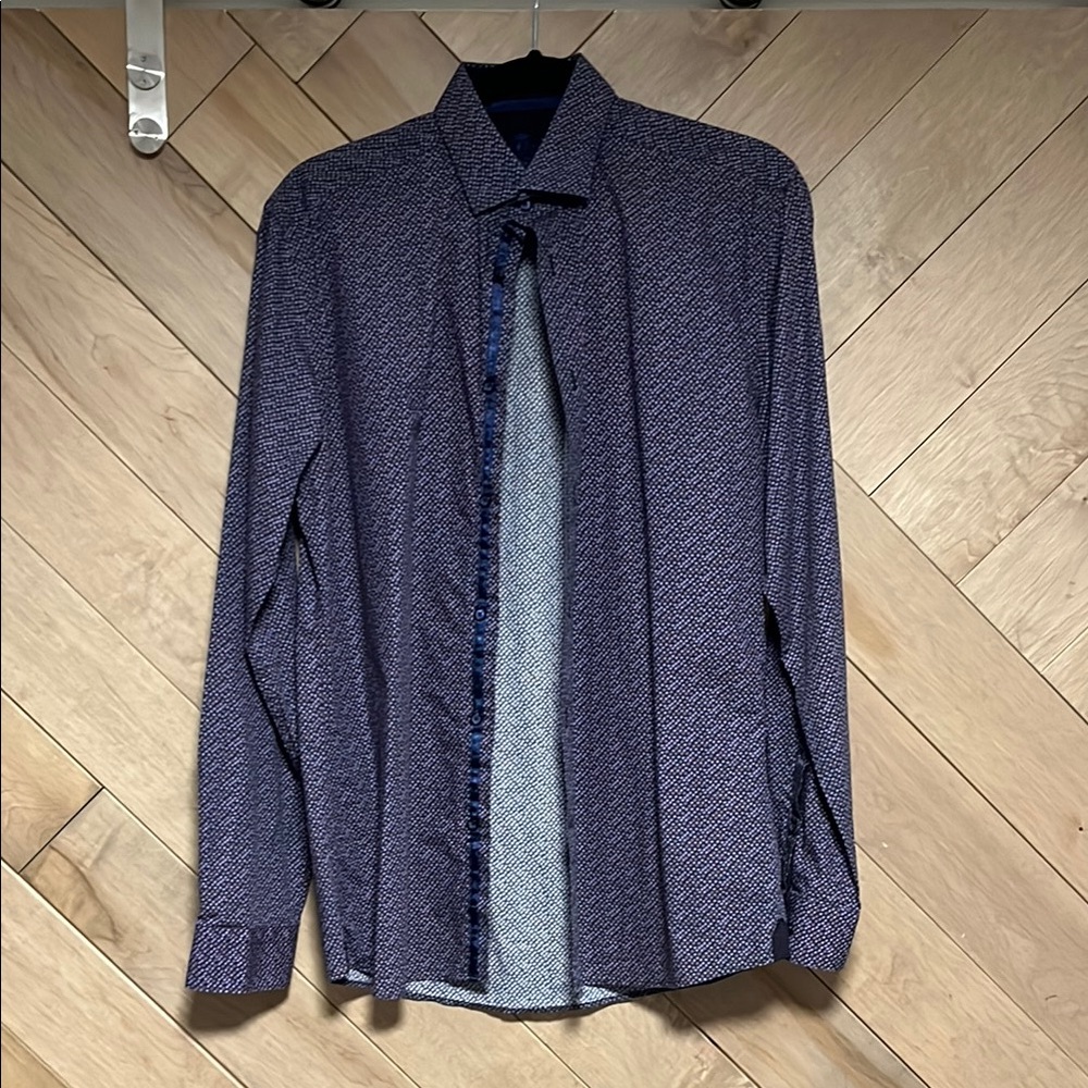 Men's Blue Patterned Dress Shirt